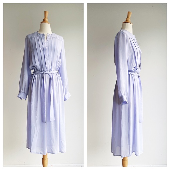 VINTAGE | 80's Lavender Sheer Midi Dress - Picture 1 of 5